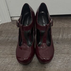 Madden Girl Maroon T-Strap Heels